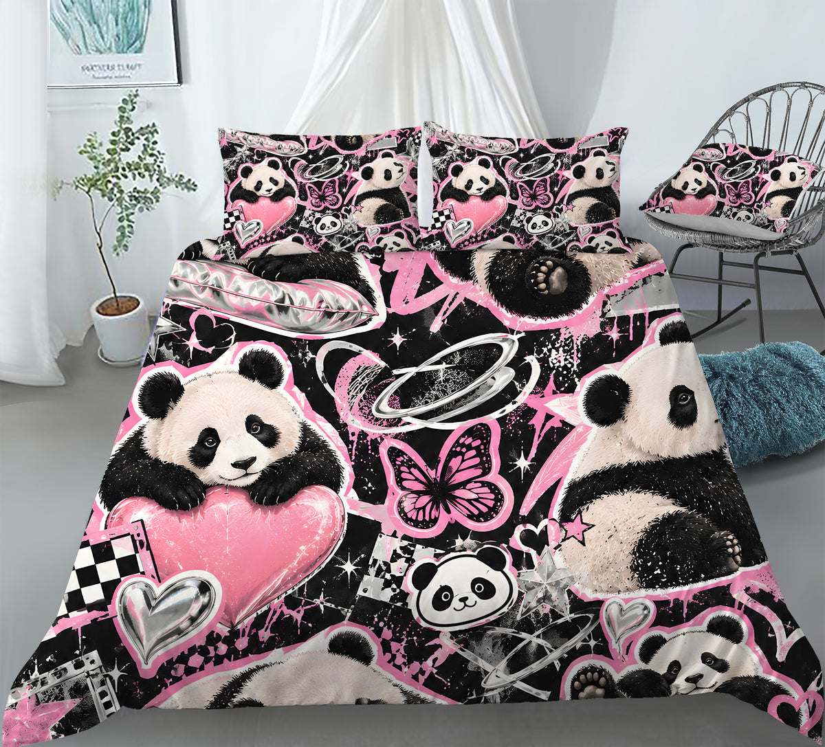Panda × American Interest Culture Duvet Cover Set - Print 3