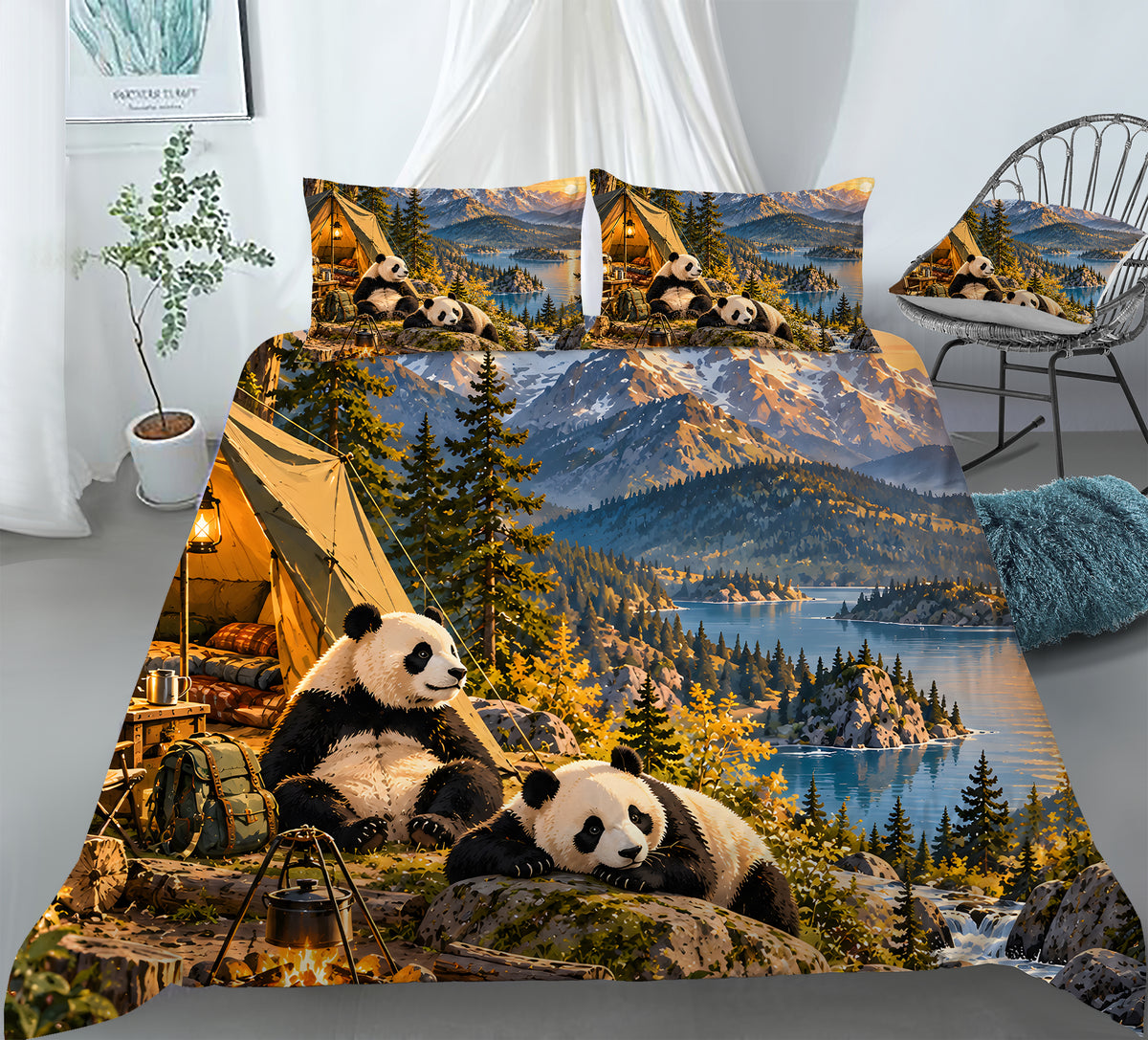 Panda × American Interest Culture Duvet Cover Set - Print 21