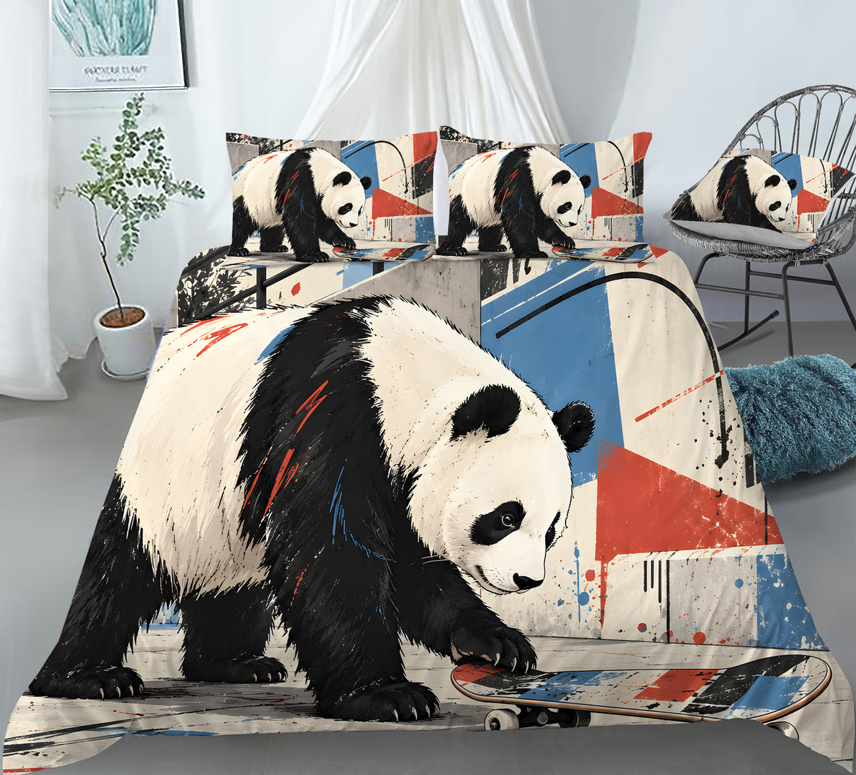 Panda × American Interest Culture Duvet Cover Set - Print 33
