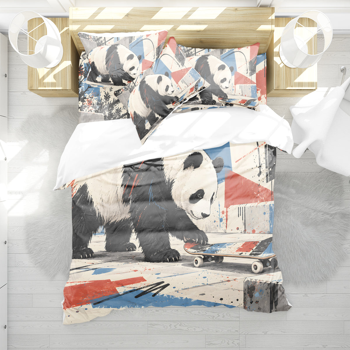 Panda × American Interest Culture Duvet Cover Set - Print 35