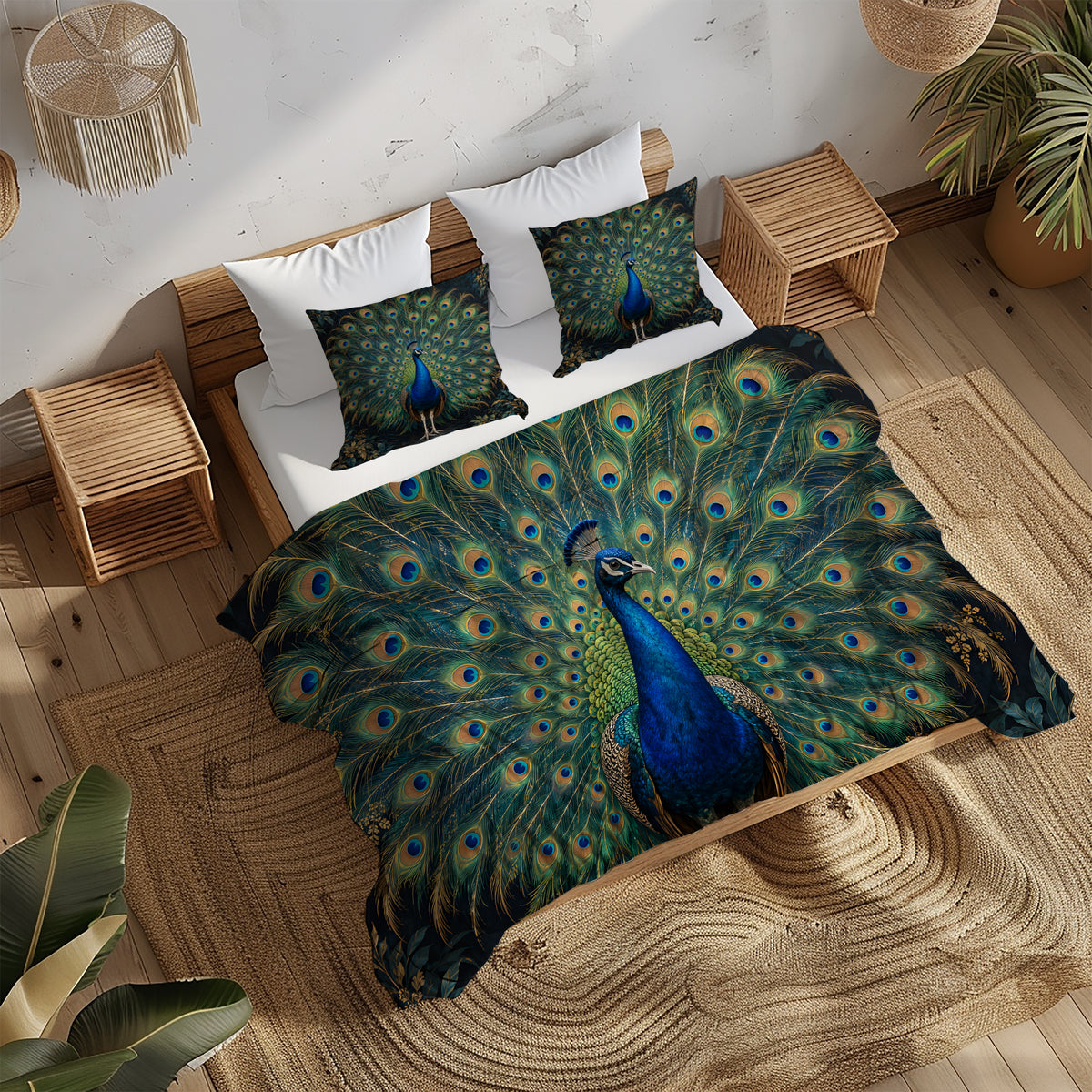 Regal Peacock Duvet Cover Set - Print 2