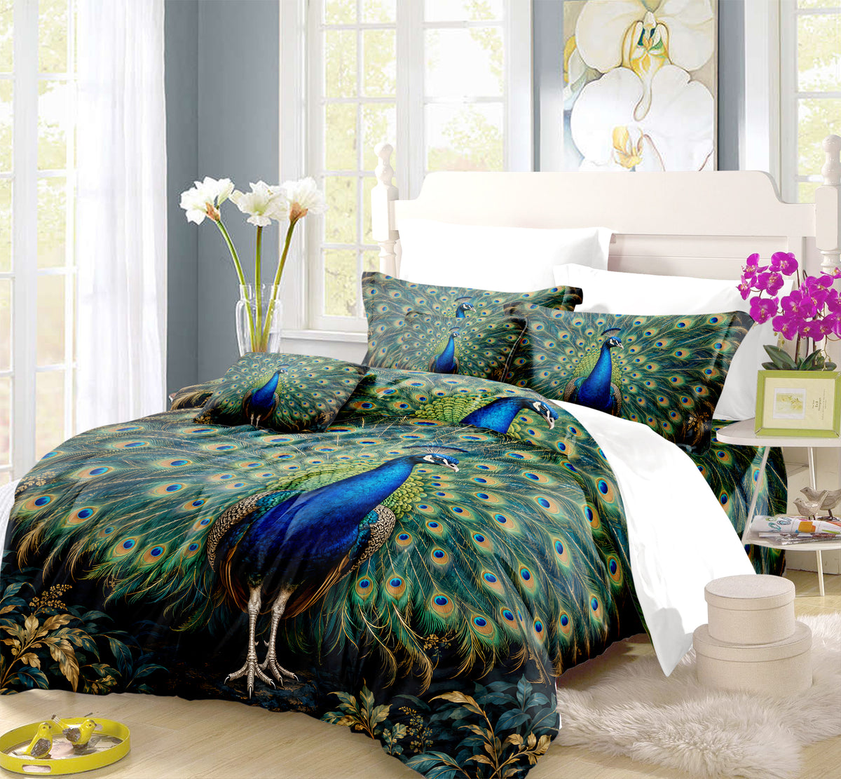 Regal Peacock Duvet Cover Set - Print 6