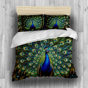 Regal Peacock Duvet Cover Set - Print 1