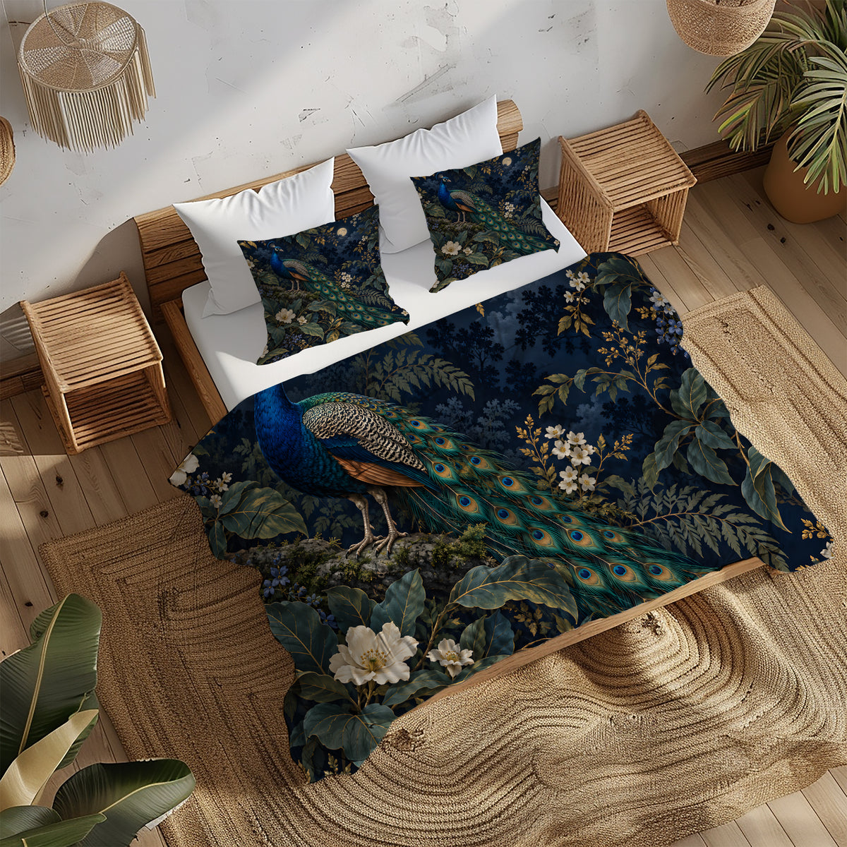 Regal Peacock Duvet Cover Set - Print 8