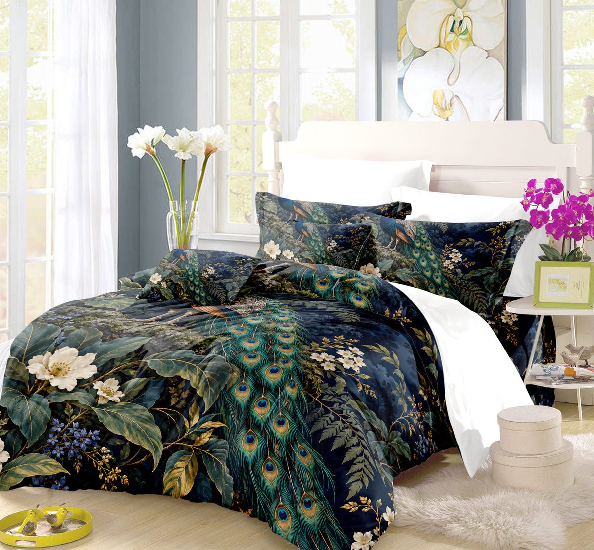 Regal Peacock Duvet Cover Set - Print 12