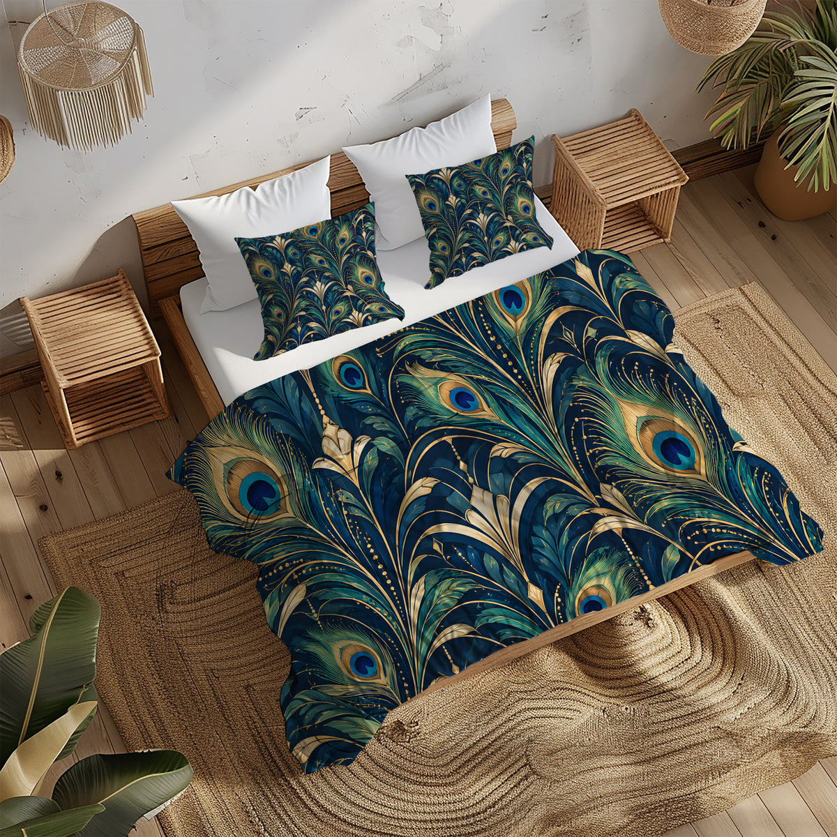 Regal Peacock Duvet Cover Set - Print 14