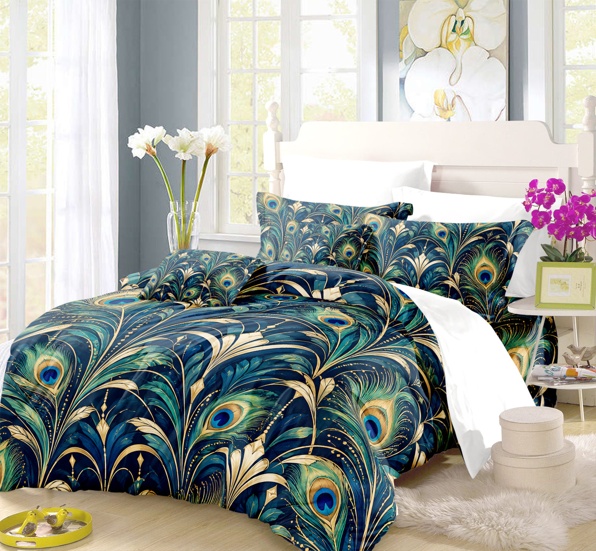 Regal Peacock Duvet Cover Set - Print 18