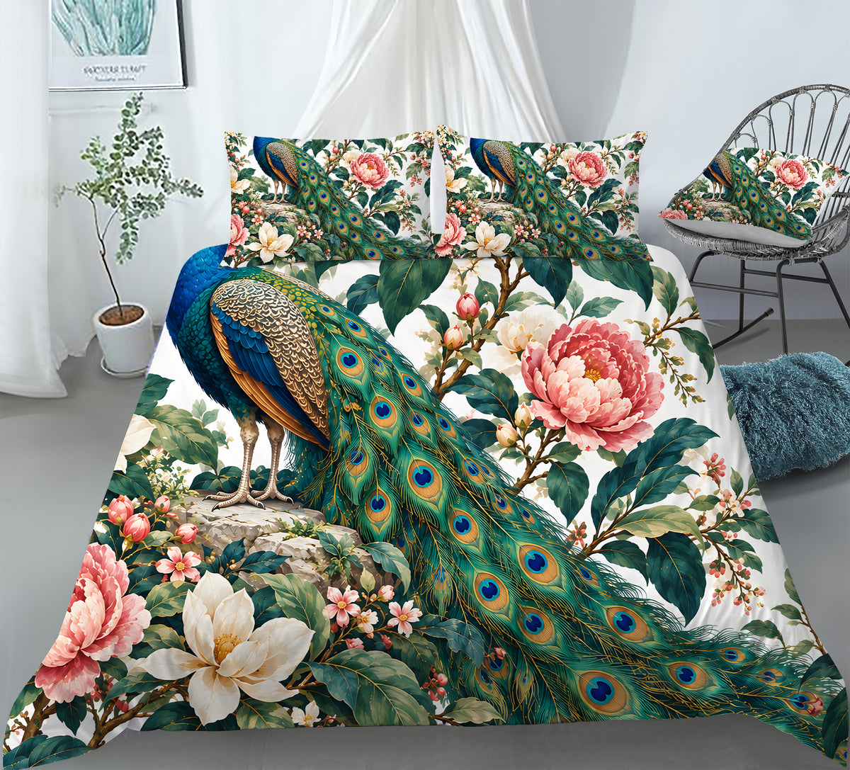Regal Peacock Duvet Cover Set - Print 21