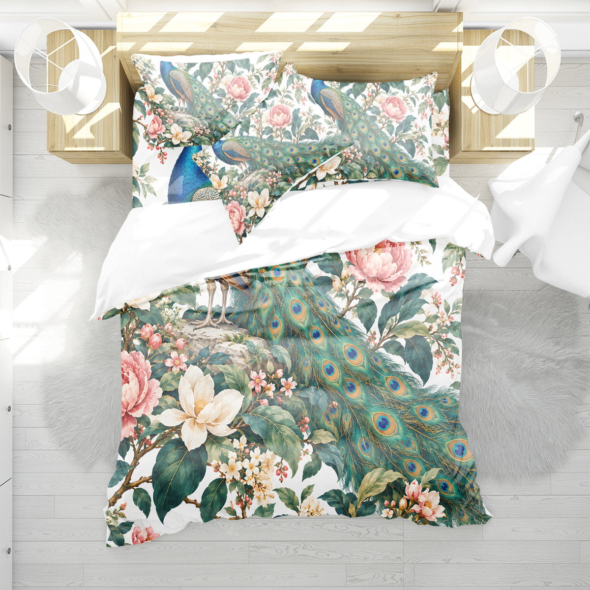 Regal Peacock Duvet Cover Set - Print 23