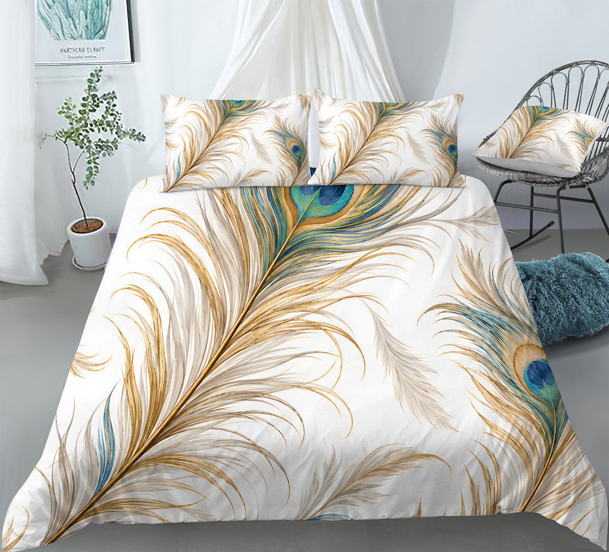 Regal Peacock Duvet Cover Set - Print 27