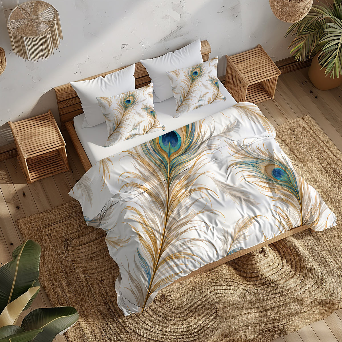 Regal Peacock Duvet Cover Set - Print 26