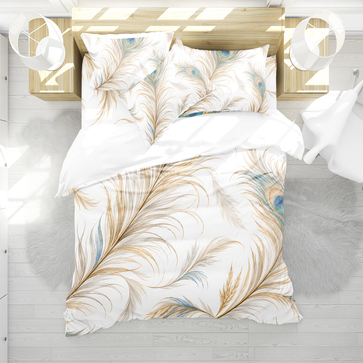 Regal Peacock Duvet Cover Set - Print 29