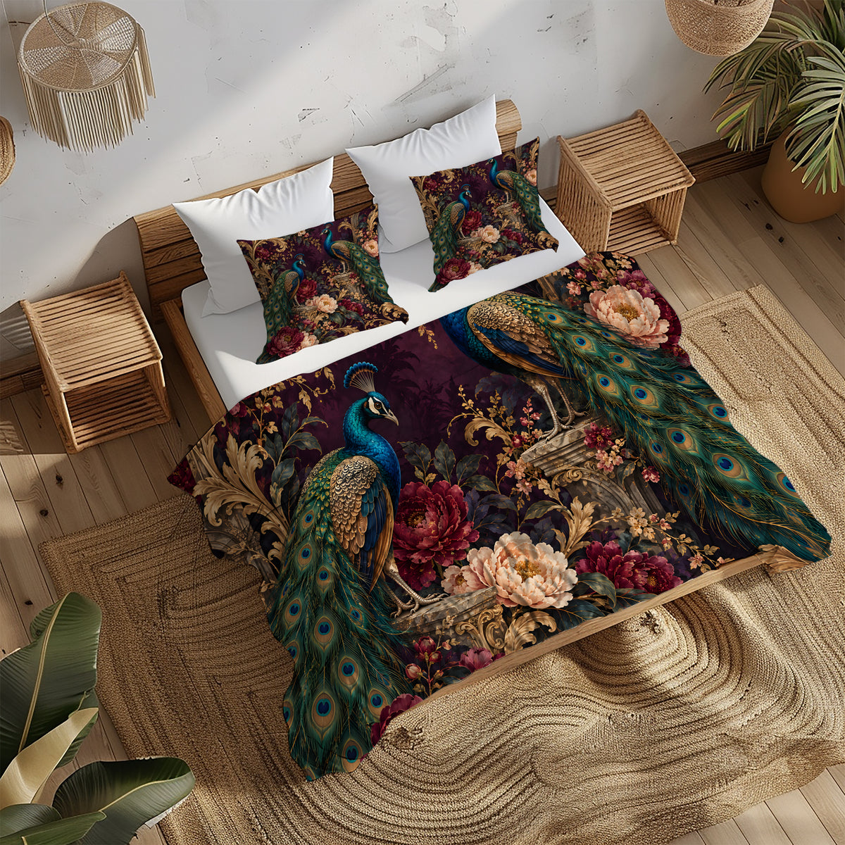 Regal Peacock Duvet Cover Set - Print 32