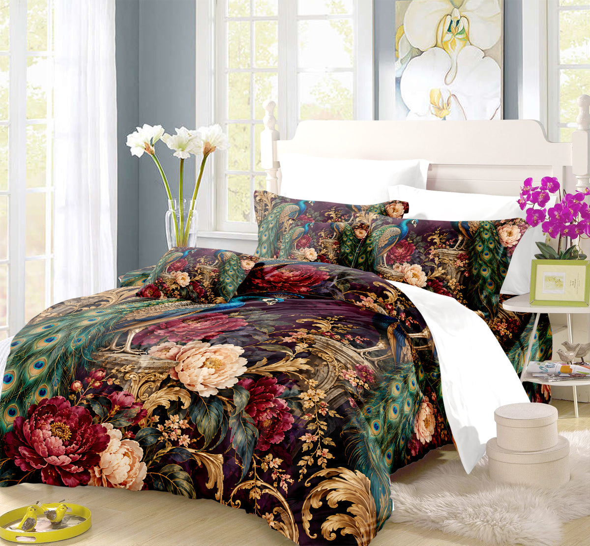 Regal Peacock Duvet Cover Set - Print 36