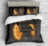 Colorful Retro Witch Print Duvet Cover Set - Print 1