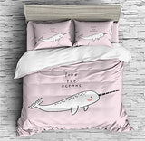 Narwhal Cartoon Animal Bedding Cute Marine Animals Duvet Cover Set - Print 2