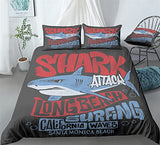 Cartoon Shark Print Bedding Underwater Animals Shark Duvet Cover Set - Print 1