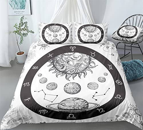 REALIN Cosmic Planet Divination Duvet Cover Set Mystic Divination Bedding Girl Boy Kids Bed Sets 2/3/4PCS Quilt Covers/Sheets/Pillow Shams,Twin/Full/Queen/King (A,Full-200x229cm-3PCS)