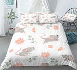 Cartoon Mouse Print Bedding Cute Rats Animal Print Duvet Cover Set - Print 2