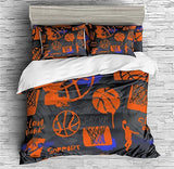 Cartoon Basketball Shoot Bedding Basketball Sports Duvet Cover Set - Print 3