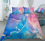 Colored Marble Bedding Pink Purple Marble Duvet Cover Set - Print 2