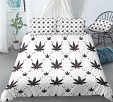 Hemp Leaf Bedding Plants of Marijuana Hemp Leaf Prints Duvet Cover Set - Print 2