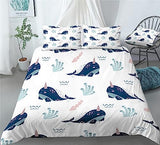 Cartoon Narwhal Print Duvet Cover Set - Print 2