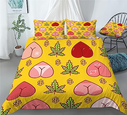 REALIN Sweet Couple Love Bedding Love Couple Passion Duvet Cover Set Girl Boy Kids Bed Sets 2/3/4PCS Quilt Covers/Sheets/Pillow Shams,Twin/Full/Queen/King (C,Full-200x229cm-4PCS)