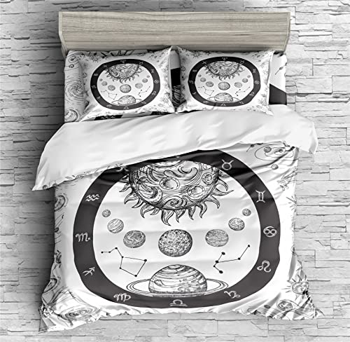 REALIN Cosmic Planet Divination Duvet Cover Set Mystic Divination Bedding Girl Boy Kids Bed Sets 2/3/4PCS Quilt Covers/Sheets/Pillow Shams,Twin/Full/Queen/King (A,Full-200x229cm-3PCS)