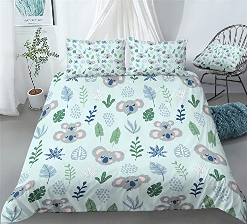 REALIN Koala Lying on A Tree Duvet Cover Set Koala Bedding Girl Boy Kids Bed Sets 2/3/4PCS Quilt Covers/Sheets/Pillow Shams,Twin/Full/Queen/King (C,Twin-172x218cm-4PCS)