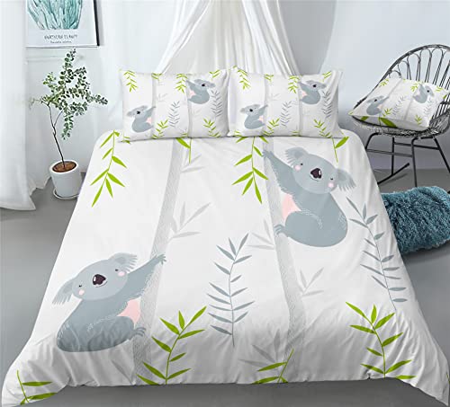 REALIN Koala Duvet Cover Set Pink Koala Wombat Australian Animals Bedding Girl Boy Kids Bed Sets 2/3/4PCS Quilt Covers/Sheets/Pillow Shams,Twin/Full/Queen/King (B,Twin-172x218cm-4PCS)