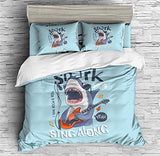 Sharks Bedding Cute Shark Decoration Cartoon Shark Duvet Cover Set - Print 3