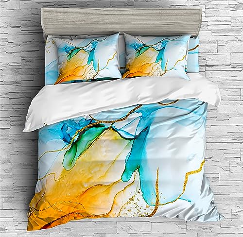 REALIN Marble Prints Bedding Color Swirl Marble Prints Duvet Cover Set Girl Boy Kids Bed Sets 2/3/4PCS Quilt Covers/Sheets/Pillow Shams,Twin/Full/Queen/King (B,King-229x259cm-4PCS)