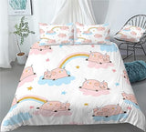 Clouds Unicorn Pig Decoration Bedding Rainbow Unicorn Pig Duvet Cover Set - Print 3