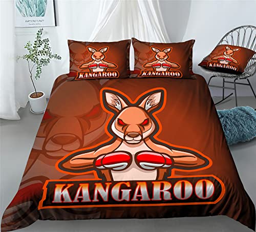 REALIN Kangaroo Animals Bedding Kangaroo Australia Print Duvet Cover Set Girl Boy Kids Bed Sets 2/3/4PCS Quilt Covers/Sheets/Pillow Shams,Twin/Full/Queen/King (B,Twin-172x218cm-3PCS)