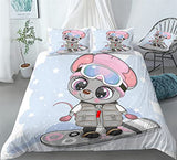 Cartoon Mouse Print Bedding Cute Rats Animal Print Duvet Cover Set - Print 3