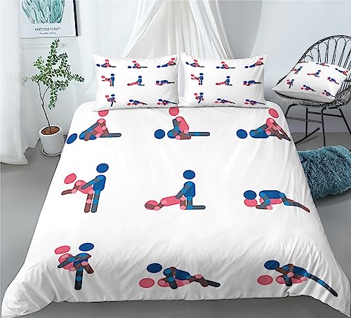 REALIN Romance Lovers Duvet Cover Set Passionate Couple Bedding Girl Boy Kids Bed Sets 2/3/4PCS Quilt Covers/Sheets/Pillow Shams,Twin/Full/Queen/King (A,King-229x259cm-4PCS)