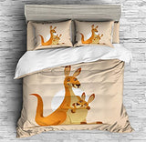 Cute Cartoon Animal Kangaroo Duvet Cover Set - Print 2