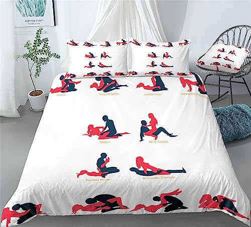 REALIN Romance Lovers Duvet Cover Set Passionate Couple Bedding Girl Boy Kids Bed Sets 2/3/4PCS Quilt Covers/Sheets/Pillow Shams,Twin/Full/Queen/King (A,King-229x259cm-4PCS)