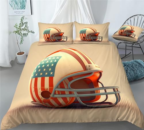 REALIN Rugby Duvet Cover Set American Football Sports Bedding Girl Boy Kids Bed Sets 2/3/4PCS Quilt Covers/Sheets/Pillow Shams,Twin/Full/Queen/King (A,Queen-228x228cm-4PCS)