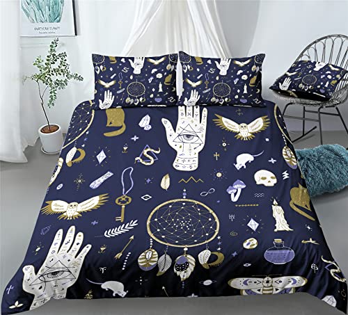 REALIN Cosmic Planet Divination Bedding Mystic Divination Duvet Cover Set Girl Boy Kids Bed Sets 2/3/4PCS Quilt Covers/Sheets/Pillow Shams,Twin/Full/Queen/King (B,King-229x259cm-3PCS)