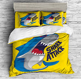 Cartoon Shark Marine Animals Bedding Shark Print Duvet Cover Set - Print 3