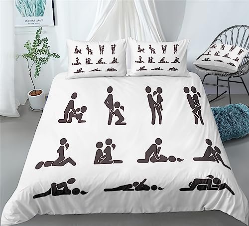 REALIN Cozy Couple Duvet Cover Set Pose Passion Love Man and Woman Bedding Girl Boy Kids Bed Sets 2/3/4PCS Quilt Covers/Sheets/Pillow Shams,Twin/Full/Queen/King (B,Full-200x229cm-3PCS)