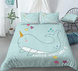 Colorful Hand-Painted Narwhal Bedding Cartoon Narwhal Duvet Cover Set - Print 2