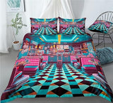Color POP Art Bedding Retro Building Duvet Cover Set - Print 1