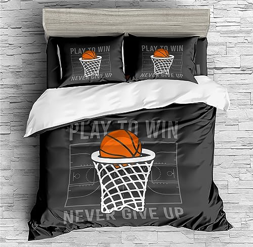 REALIN Cartoon Basketball Shoot Bedding Basketball Sports Duvet Cover Set Girl Boy Kids Bed Sets 2/3/4PCS Quilt Covers/Sheets/Pillow Shams,Twin/Full/Queen/King (C,King-229x259cm-3PCS)