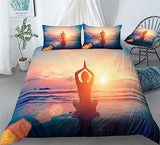Yoga Zen Bedding Yoga Exercise Meditation Sunset Seaside Duvet Cover Set - Print 2