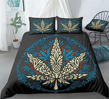 Marijuana Bedding Hemp Plant Green Hemp Leaf Prints Duvet Cover Set - Print 3