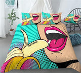 Red Lips Duvet Cover Set - Print 1