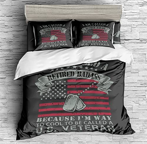 REALIN American Flag Slogan Bedding Vintage Flag Print Duvet Cover Set Girl Boy Kids Bed Sets 2/3/4PCS Quilt Covers/Sheets/Pillow Shams,Twin/Full/Queen/King (B,Twin-172x218cm-4PCS)